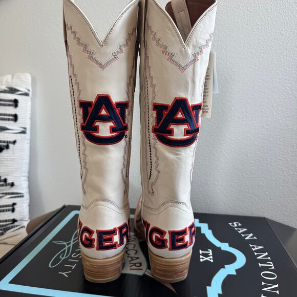 Vaccari Women's Naomi Western Game Day Leather Boots Auburn Tigers -Bone Size 9 - Picture 4 of 16